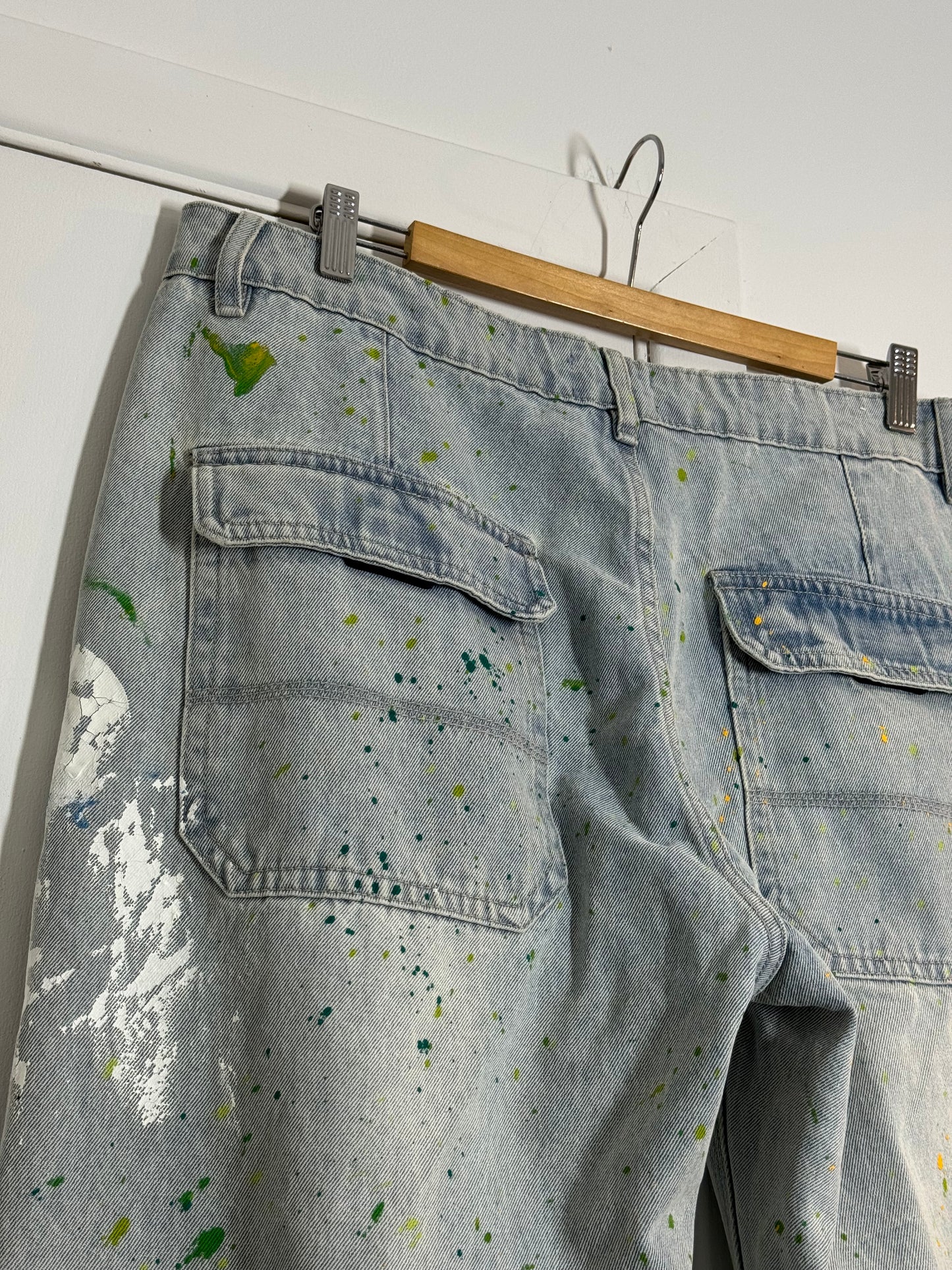 Kuwalla Jeans Paint Splattered Distressed Straight Leg Jeans