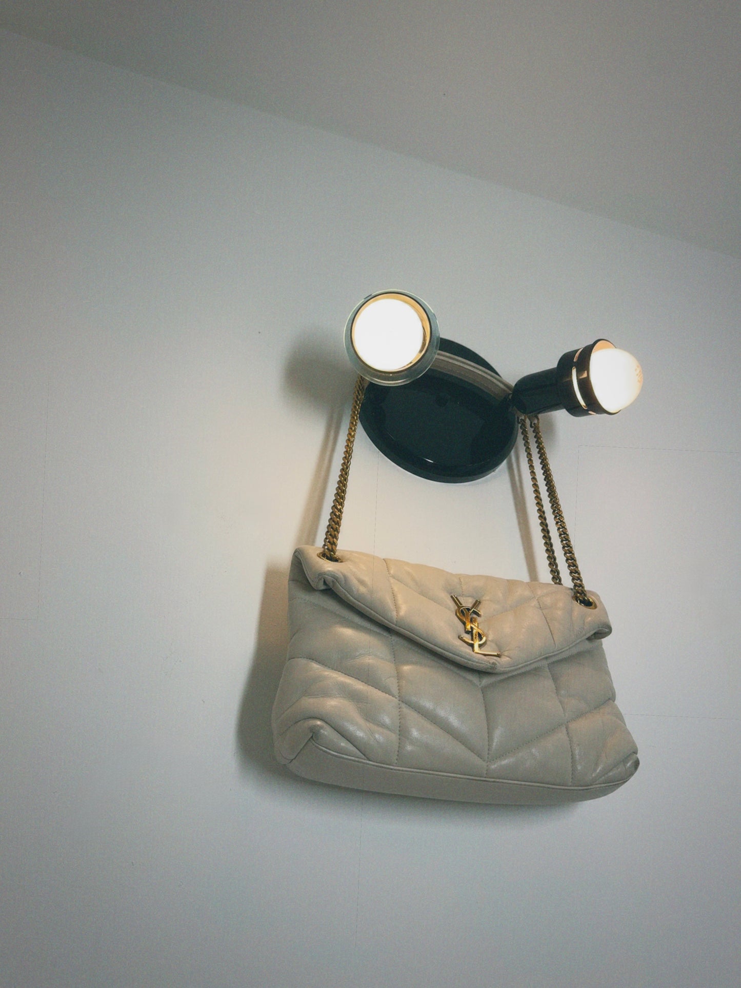 Saint Laurent Cream Small Puffer Handbag