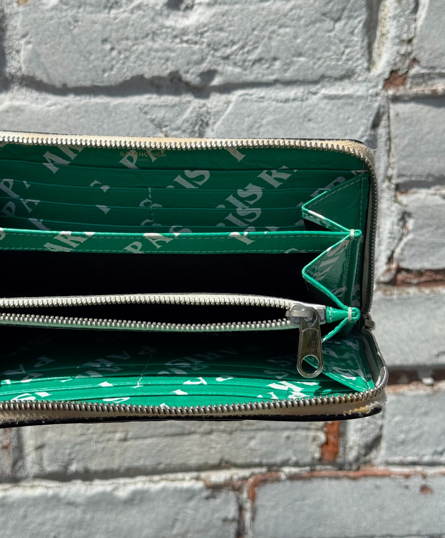 Colourful Balenciaga rectangular wallet with 'PARIS' text
