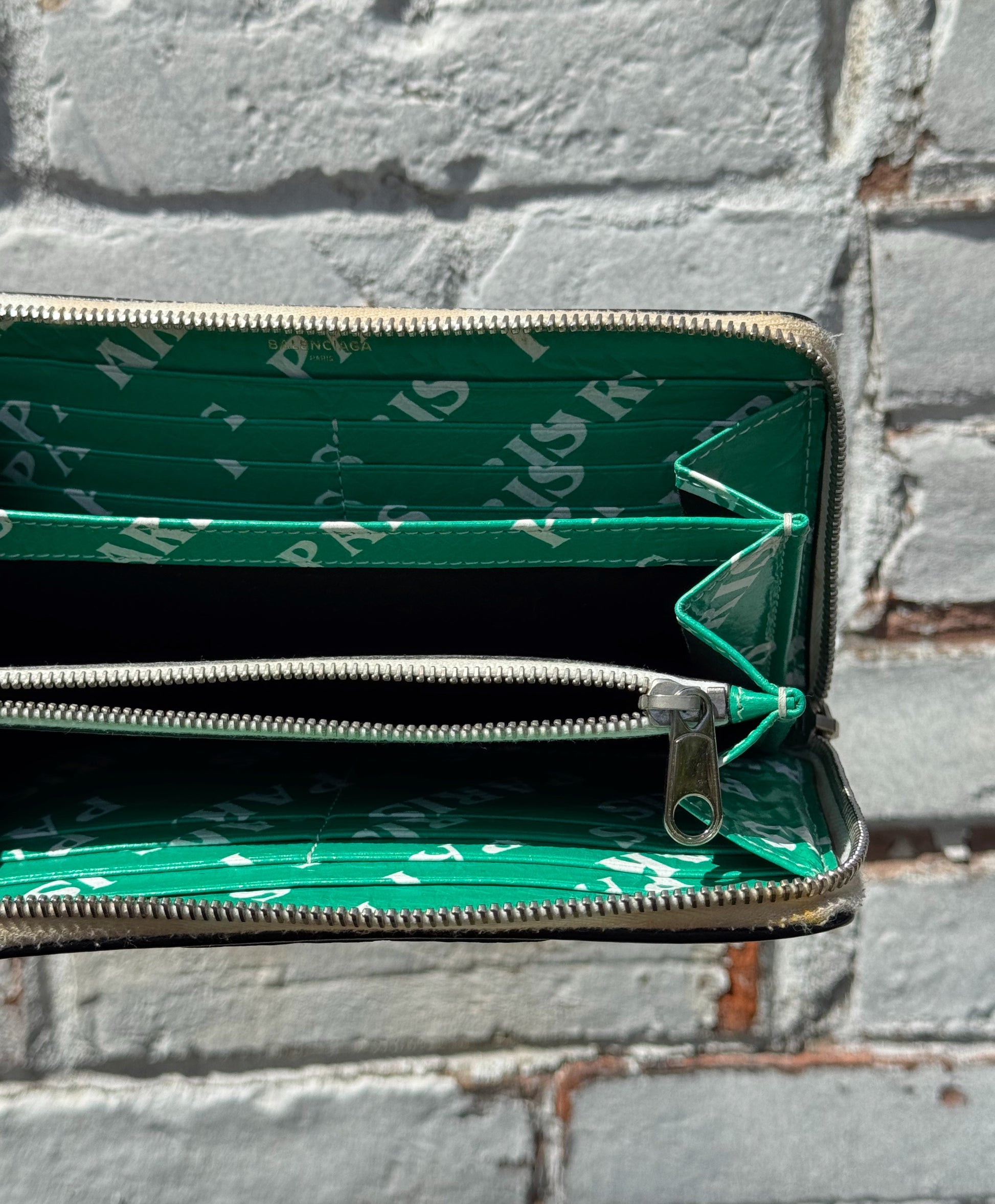 Colourful Balenciaga rectangular wallet with 'PARIS' text