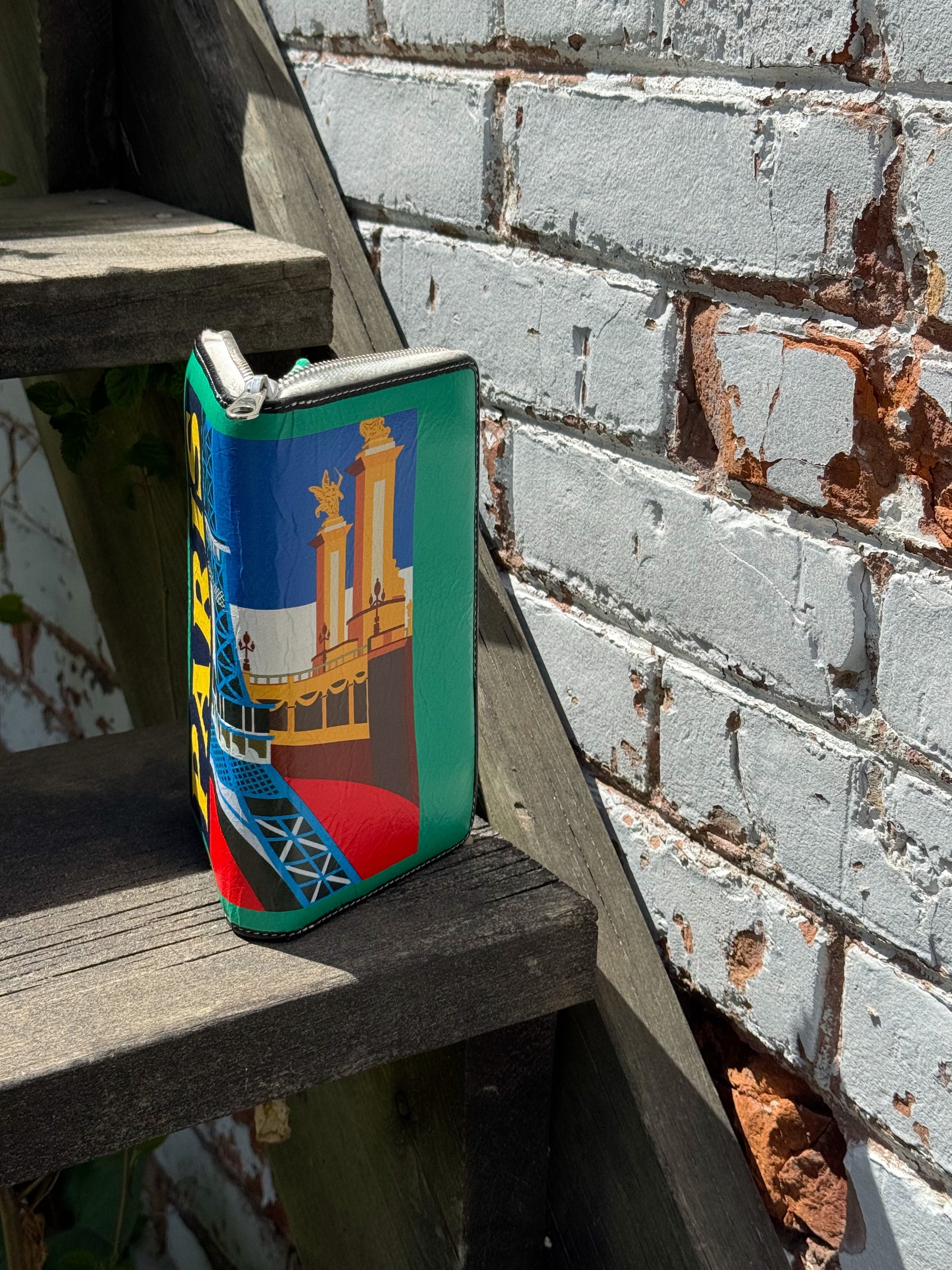 Colourful Balenciaga rectangular wallet with 'PARIS' text