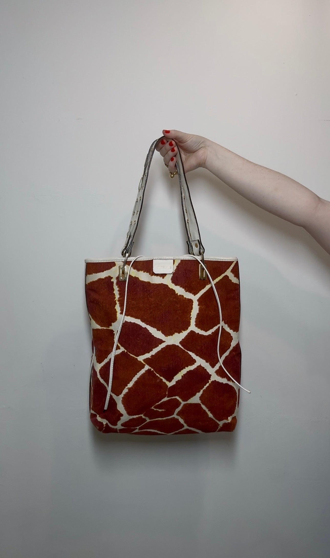 Roberto Cavalli Y2K Giraffe Print Tote Handbag