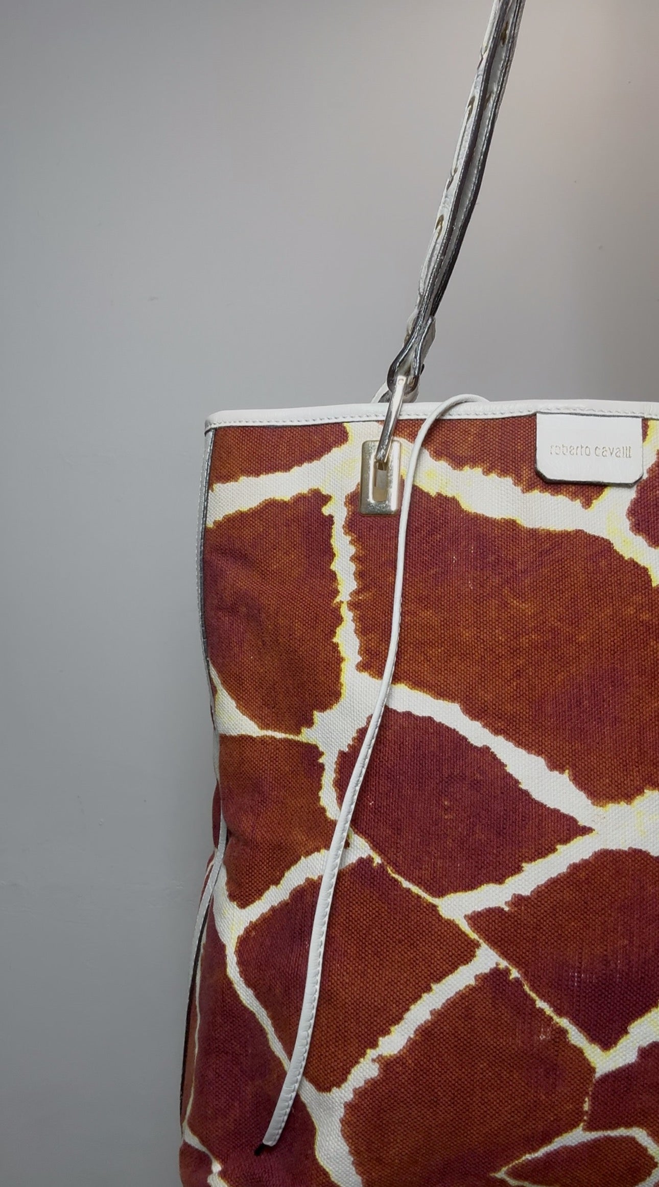 Roberto Cavalli Y2K Giraffe Print Tote Handbag