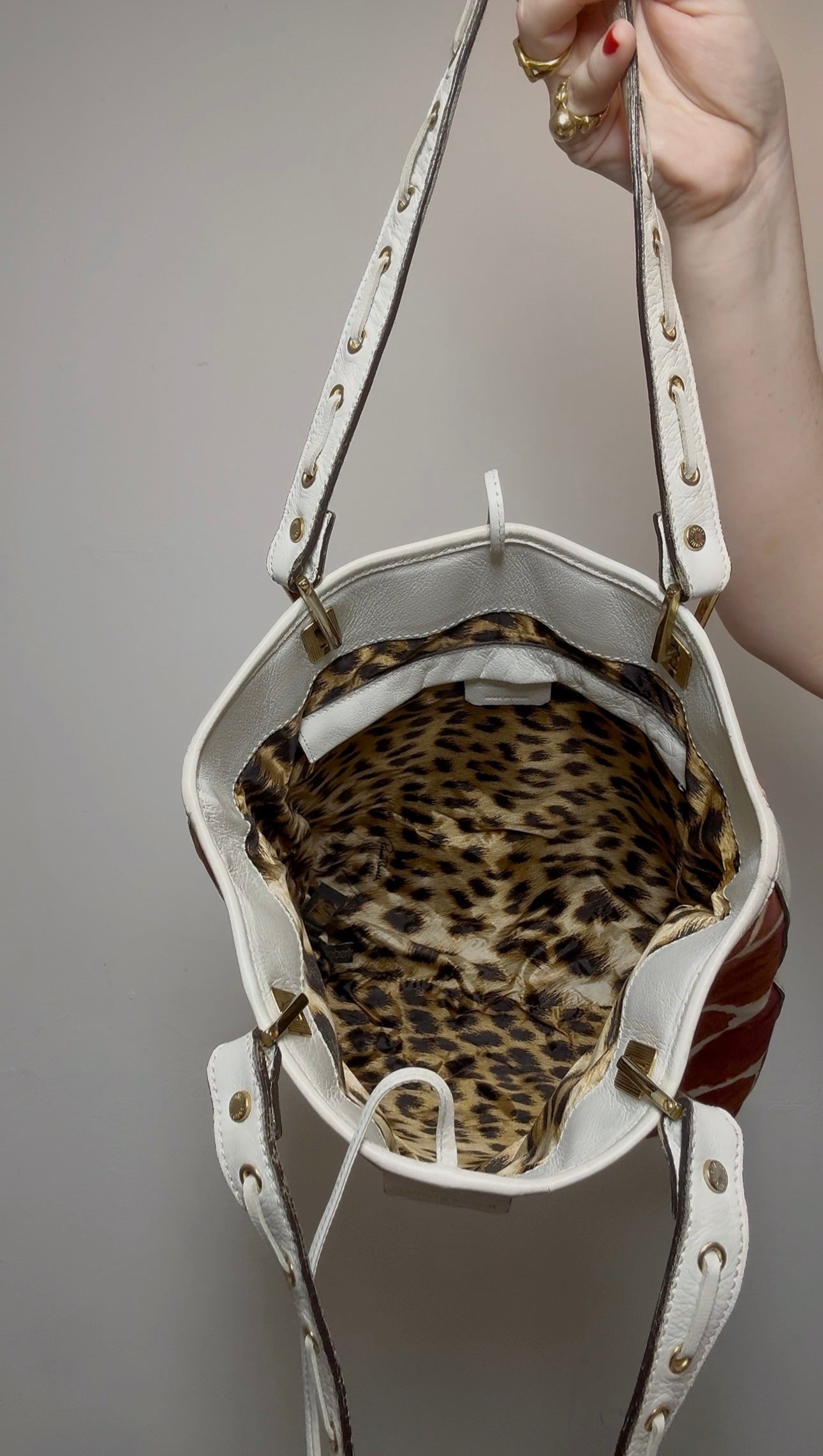 Roberto Cavalli Y2K Giraffe Print Tote Handbag