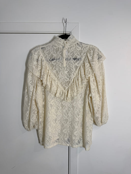 Horses Atelier Cream Lace Ruffle Collar Blouse