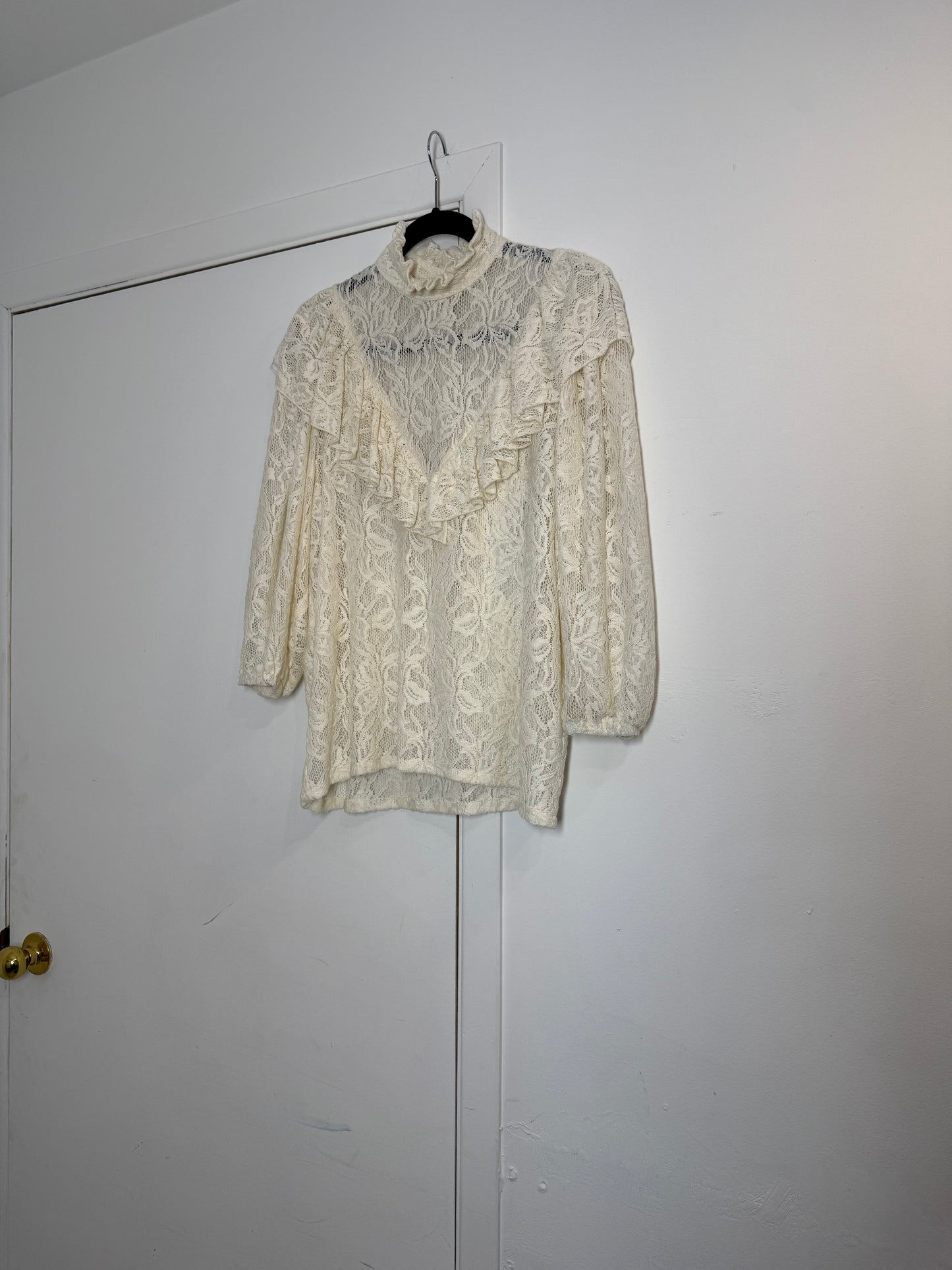 Horses Atelier Cream Lace Ruffle Collar Blouse