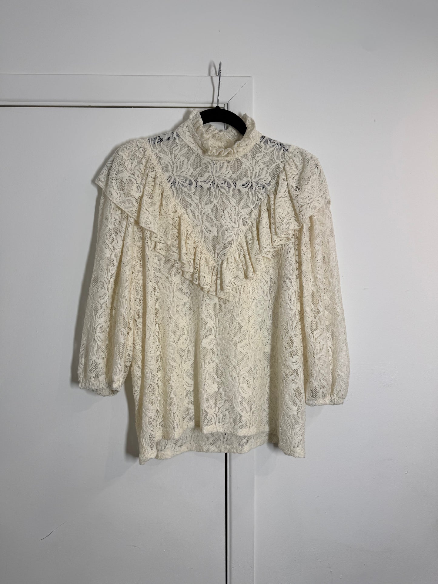 Horses Atelier Cream Lace Ruffle Collar Blouse