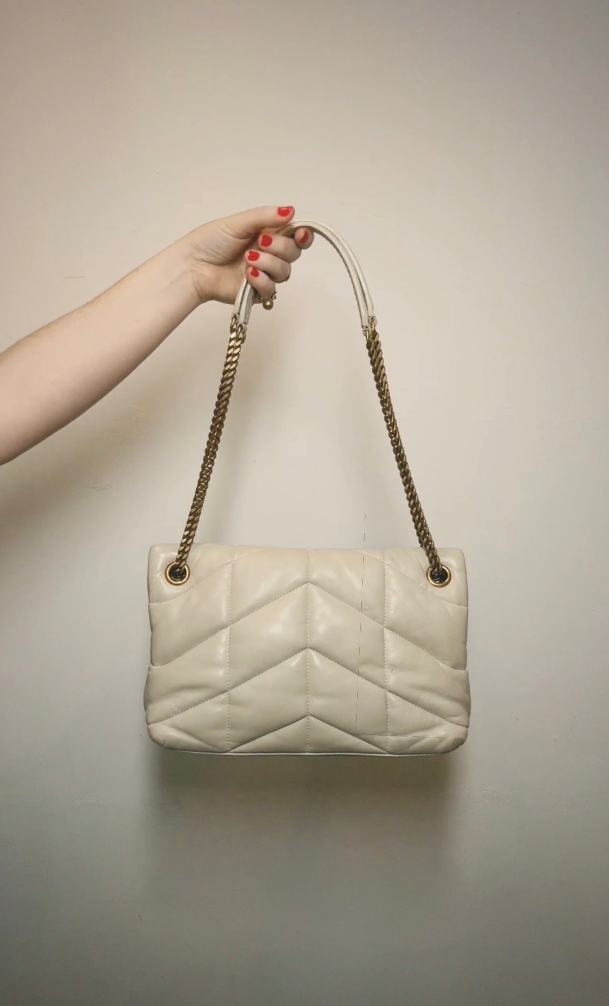 Saint Laurent Cream Small Puffer Handbag