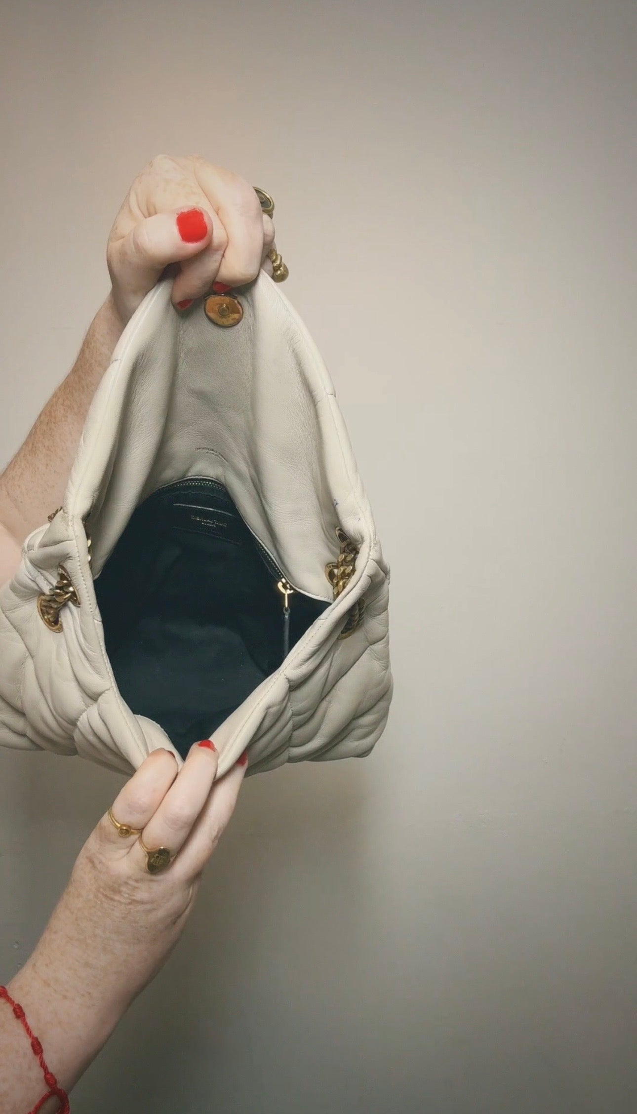 Saint Laurent Cream Small Puffer Handbag