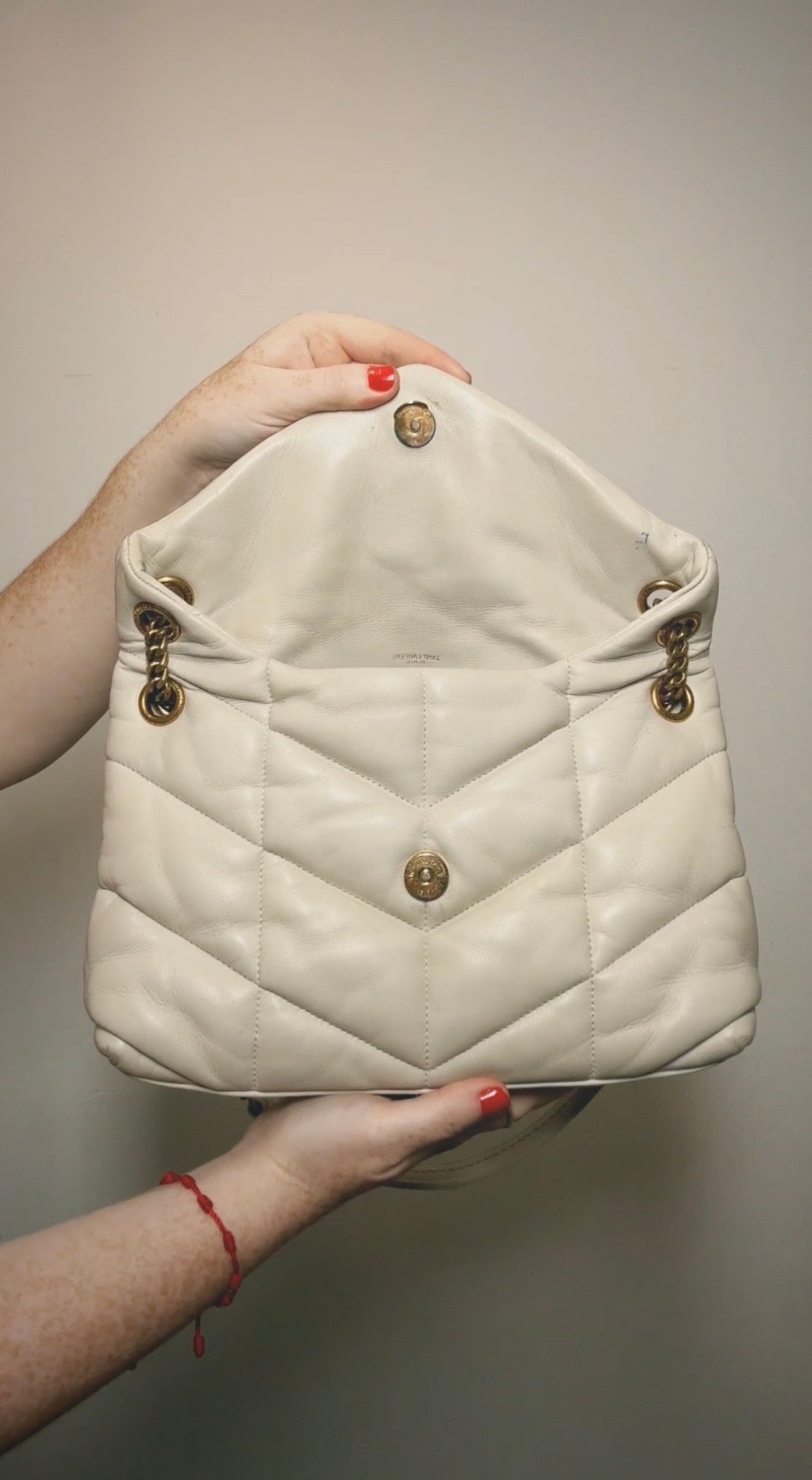 Saint Laurent Cream Small Puffer Handbag