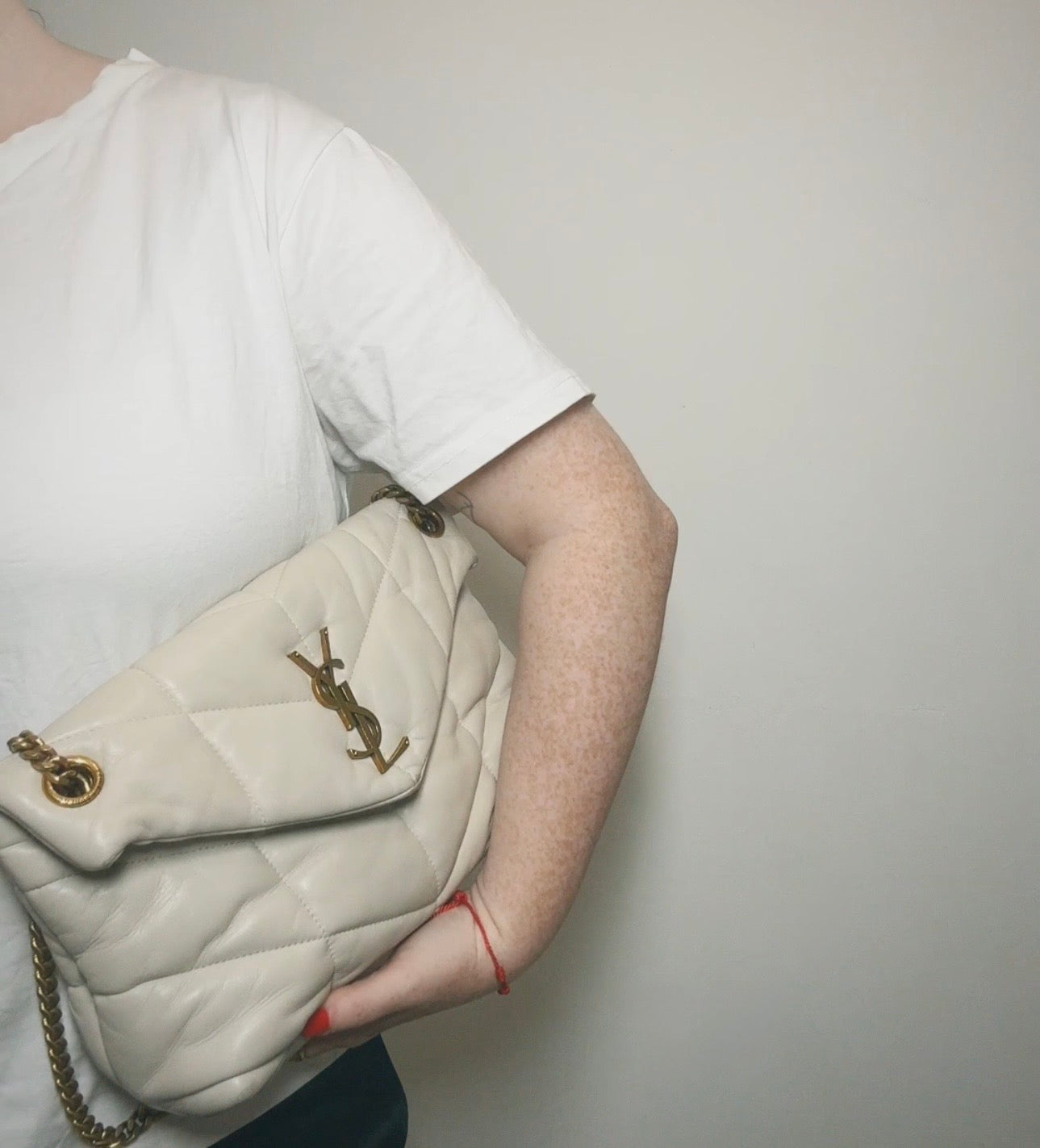 Saint Laurent Cream Small Puffer Handbag