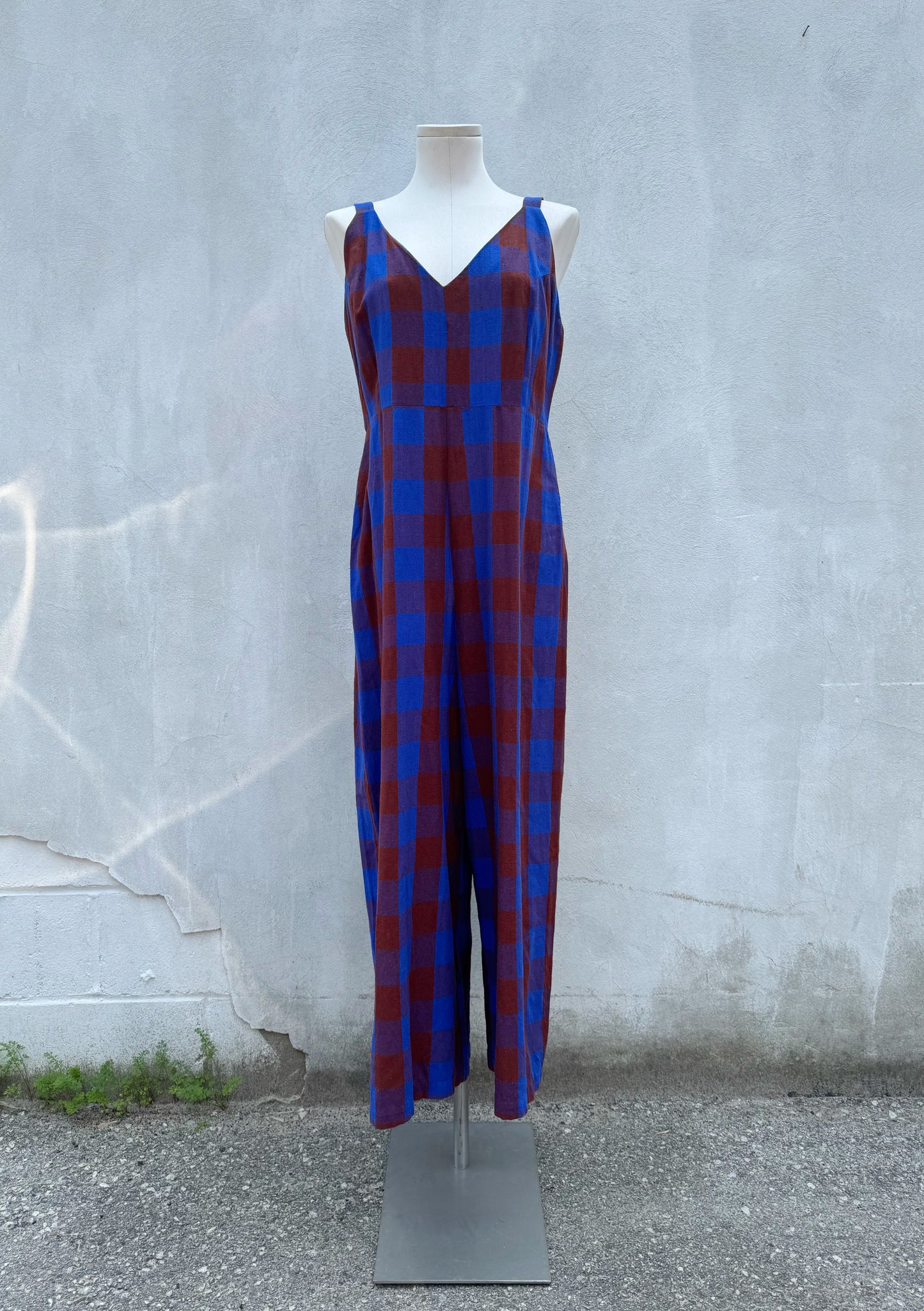 Ali Golden Plaid Raw Silk Jumpsuit