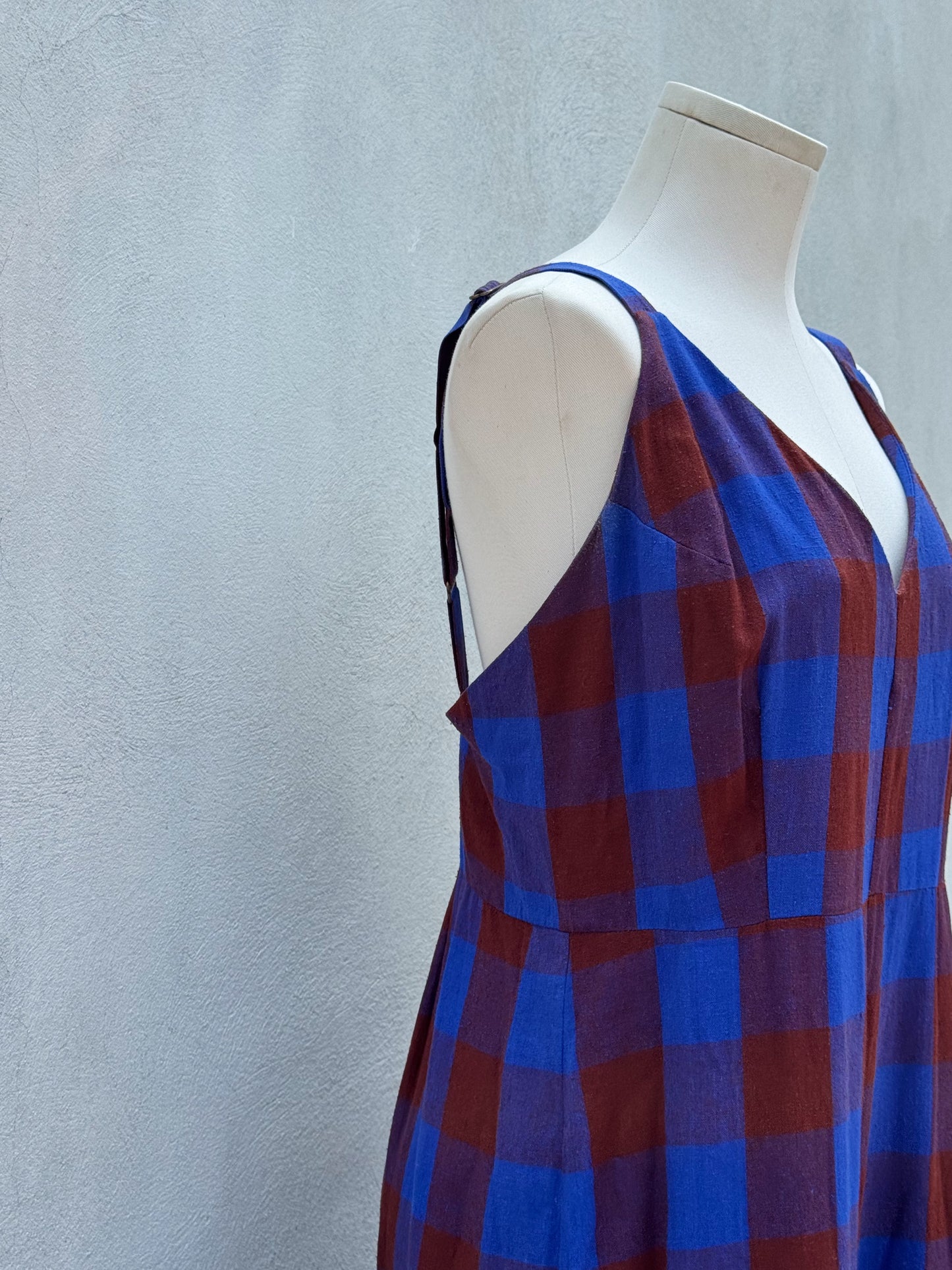 Ali Golden Plaid Raw Silk Jumpsuit