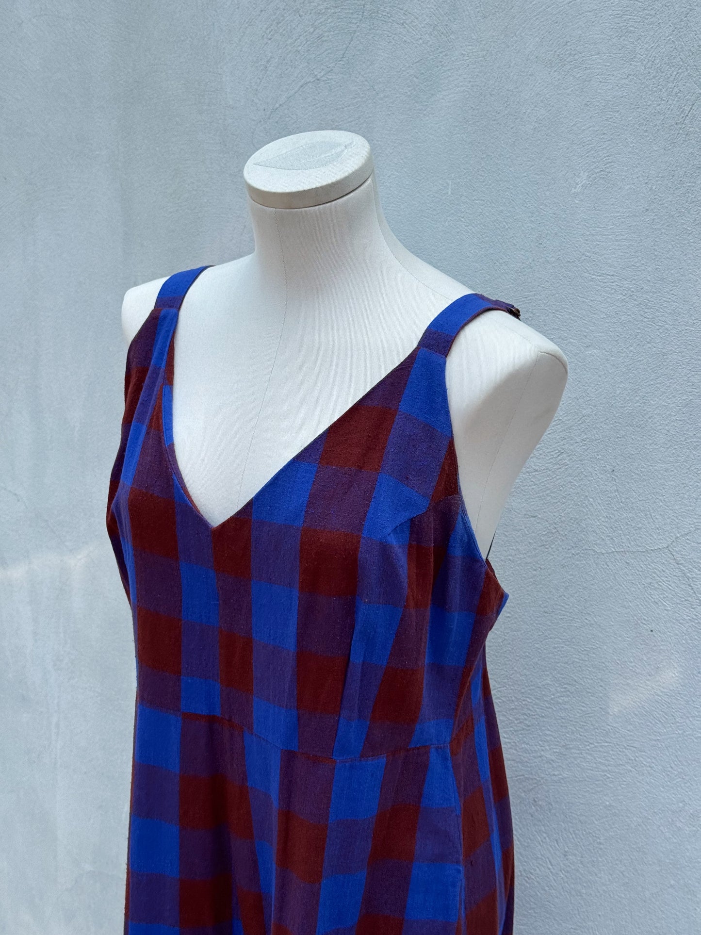 Ali Golden Plaid Raw Silk Jumpsuit