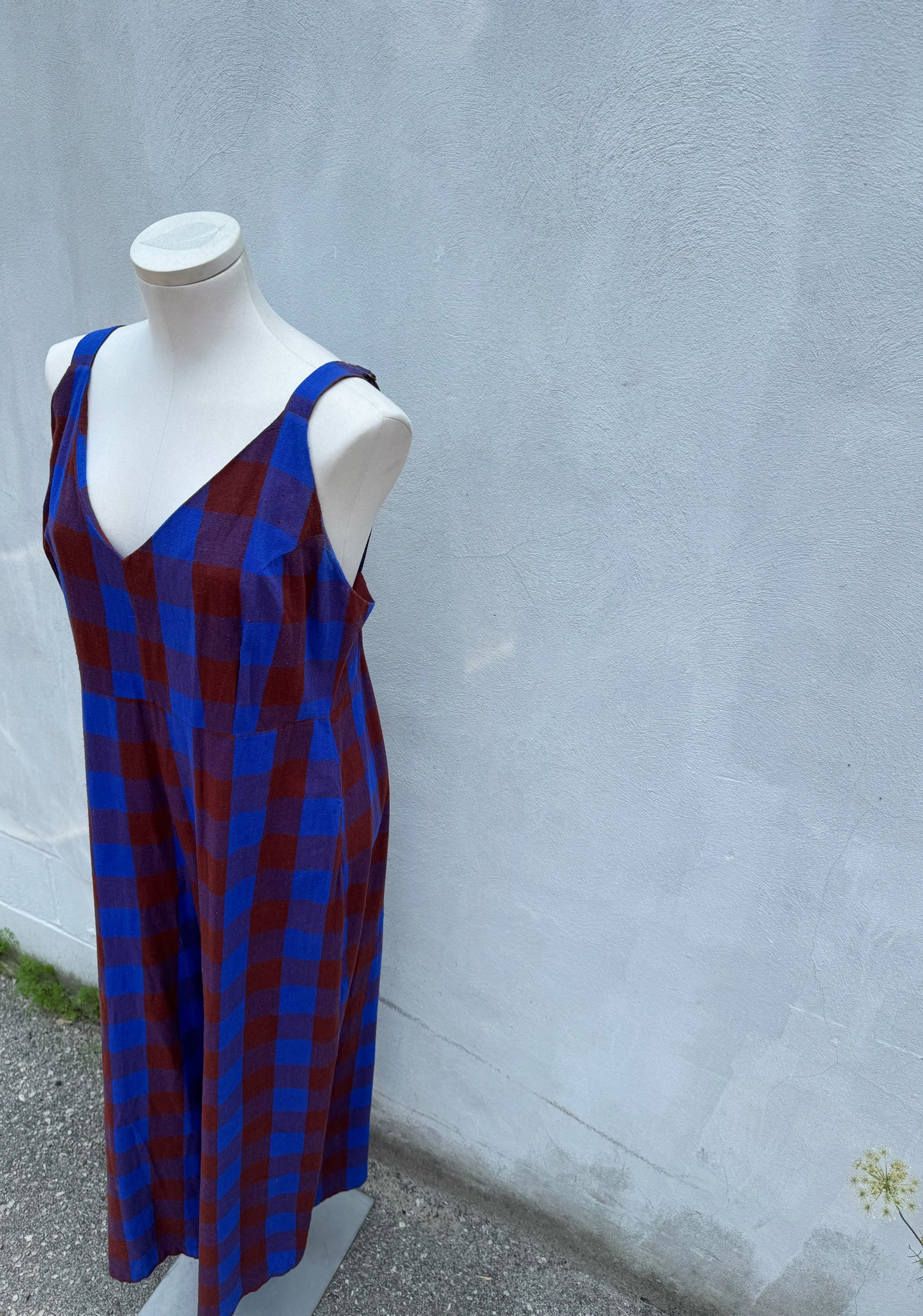 Ali Golden Plaid Raw Silk Jumpsuit