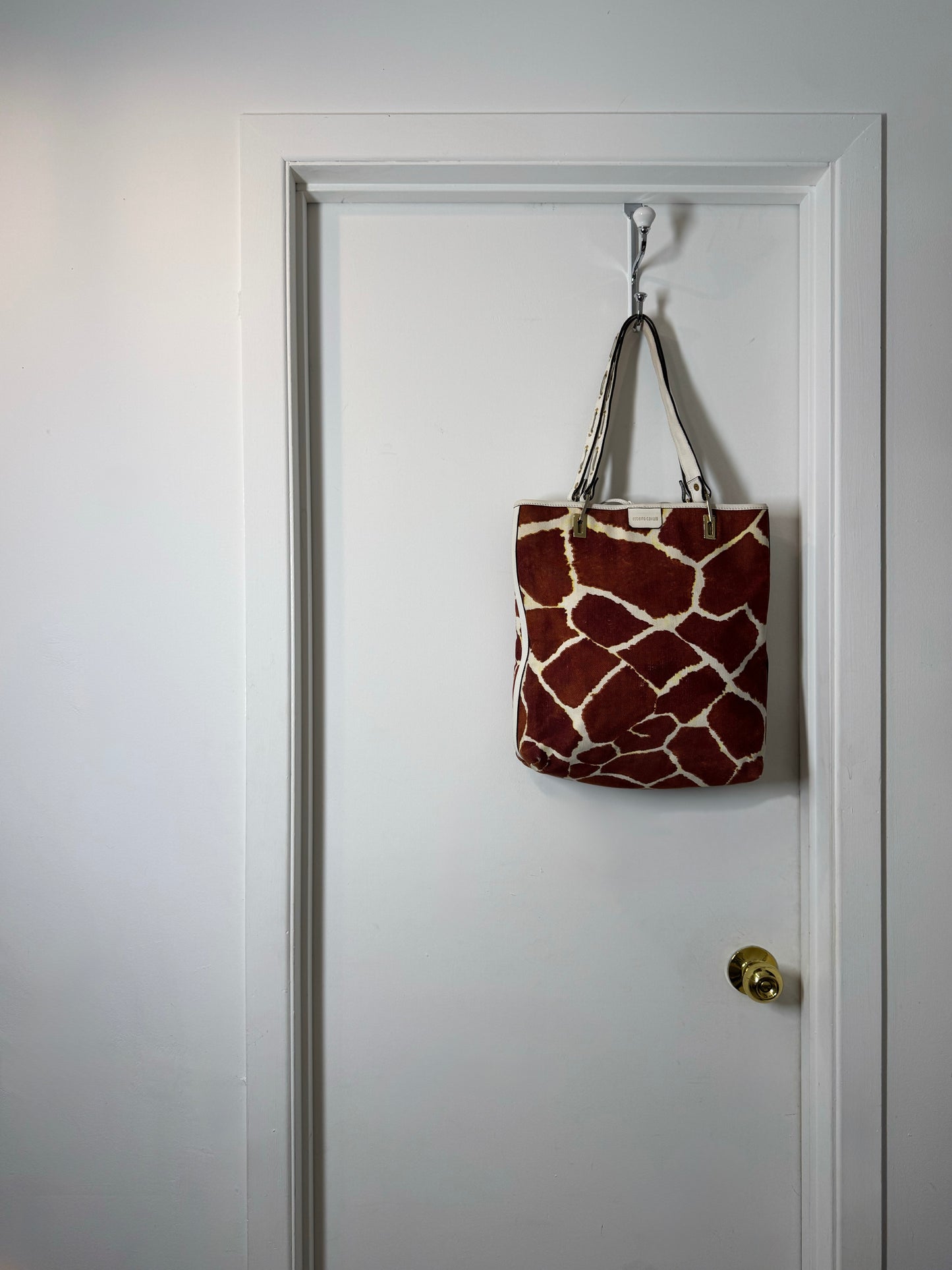 Roberto Cavalli Y2K Giraffe Print Tote Handbag