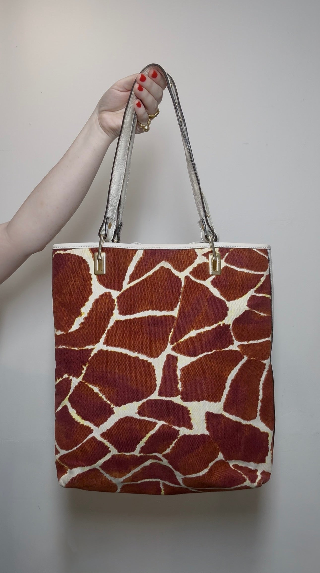 Roberto Cavalli Y2K Giraffe Print Tote Handbag