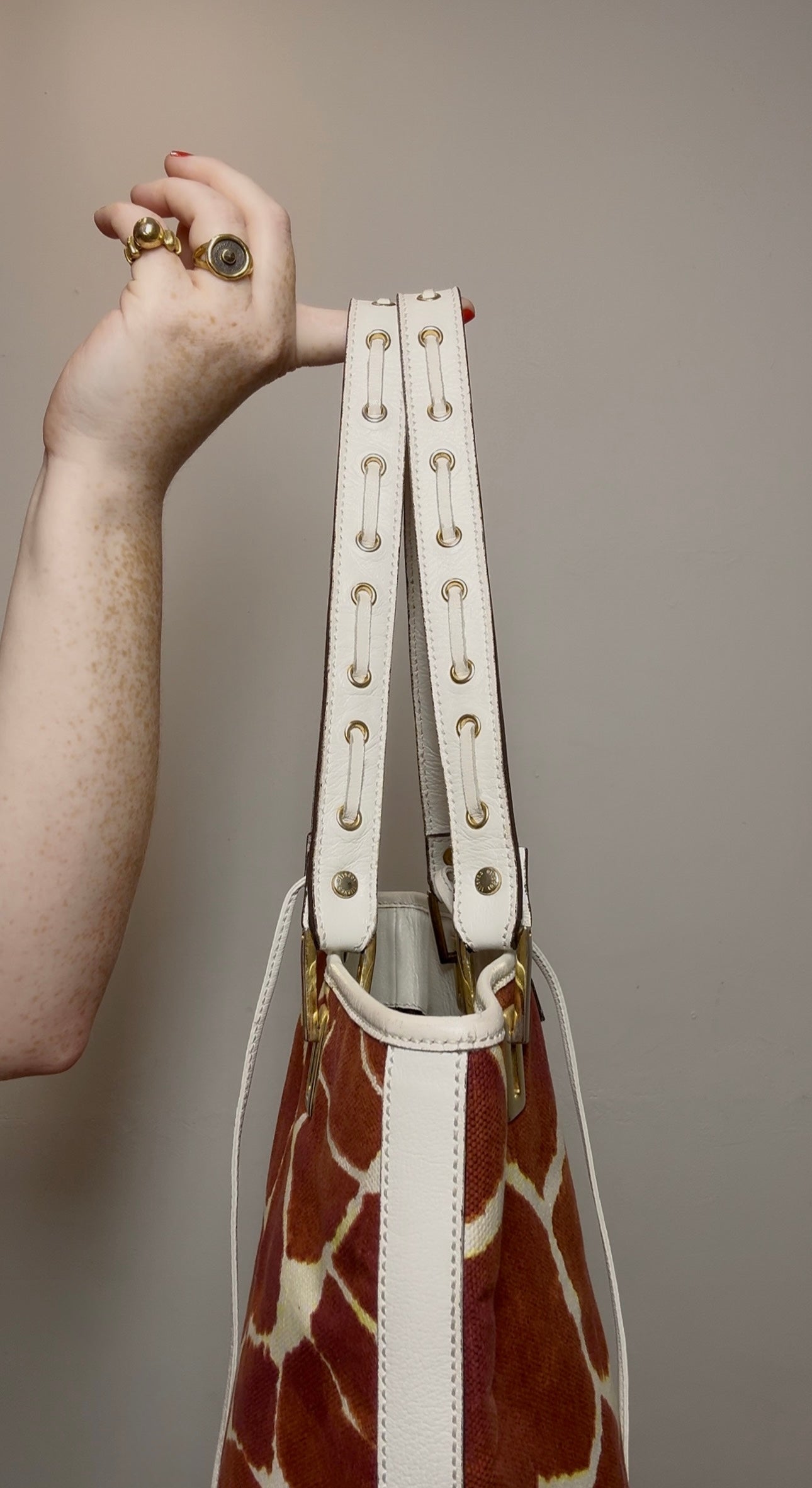 Roberto Cavalli Y2K Giraffe Print Tote Handbag
