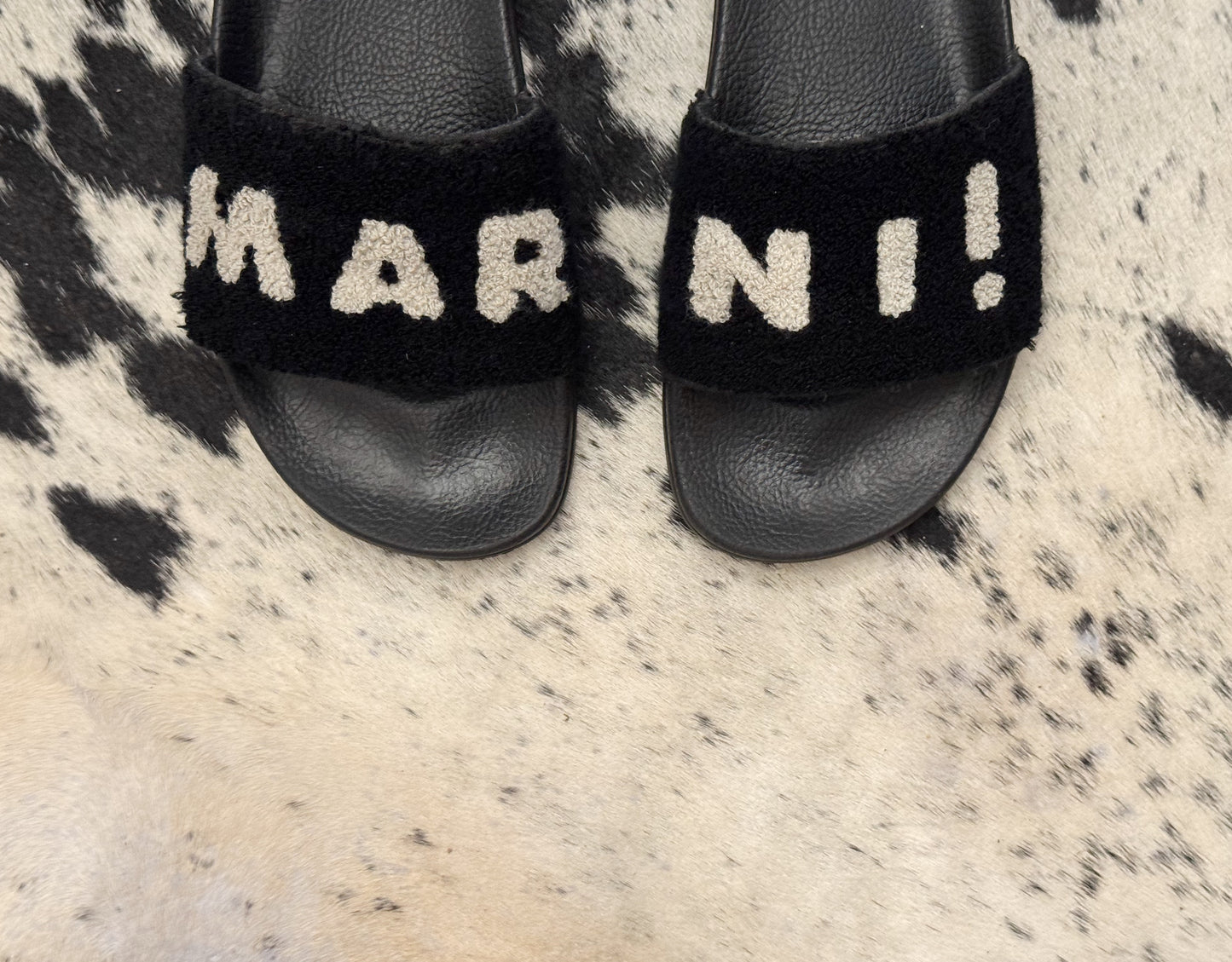 Marni Black & White Terry Cloth Slides