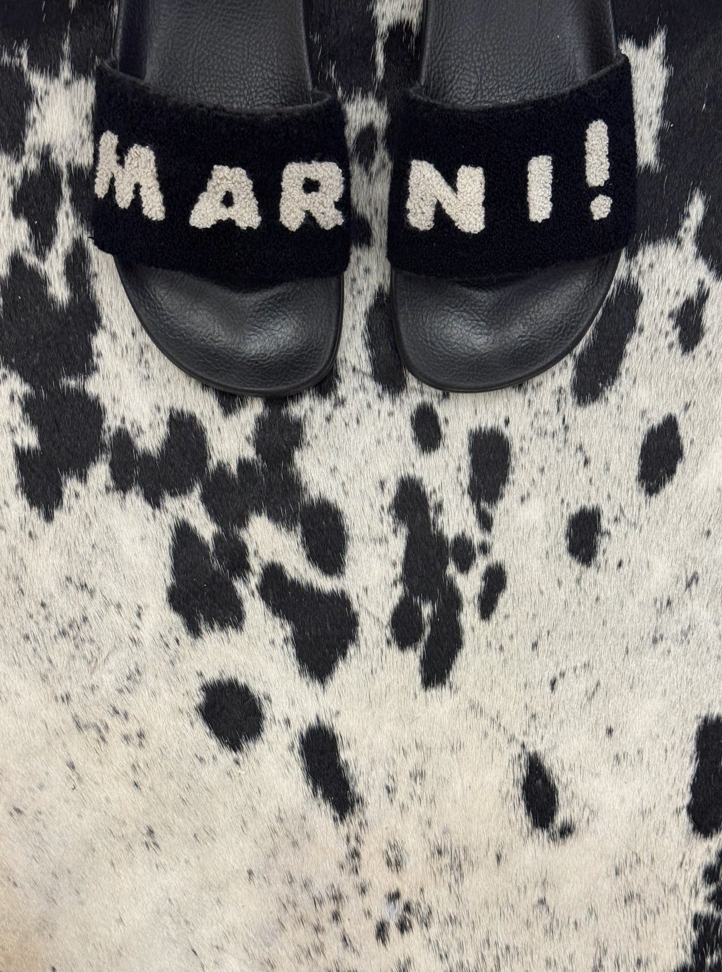 Marni Black & White Terry Cloth Slides