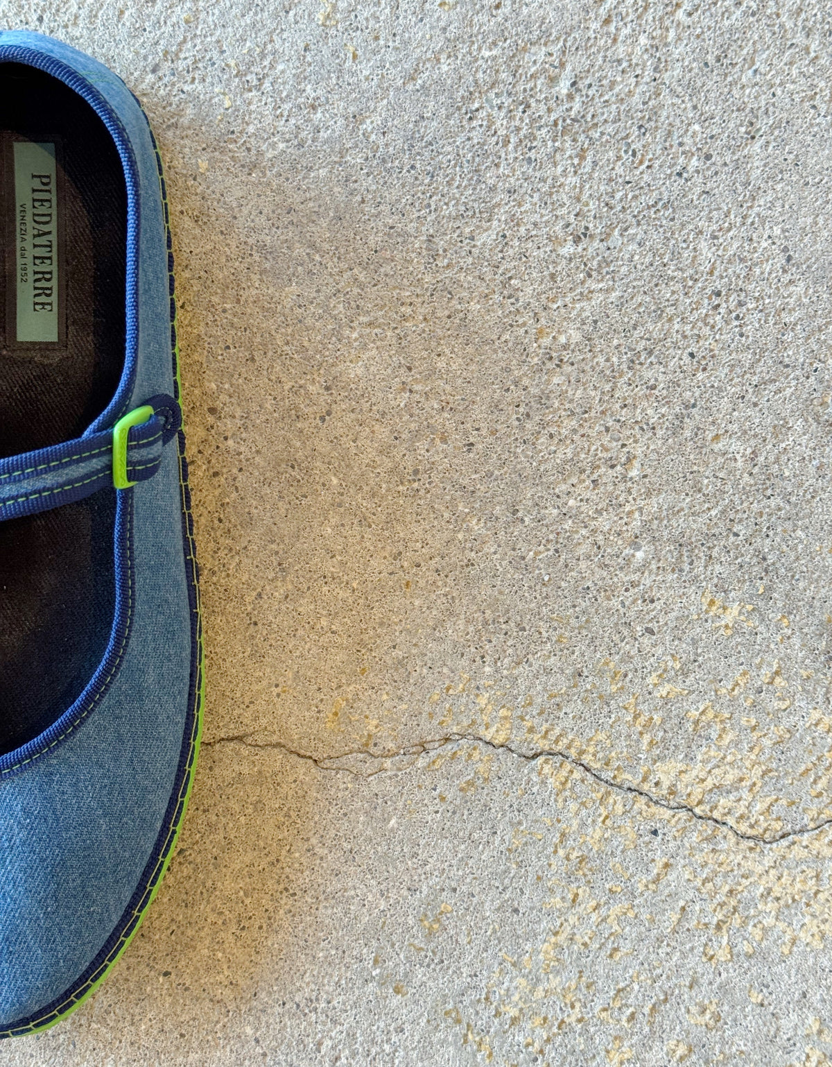 Piedaterre Blue Denim & Lime Green Mary Jane Flats