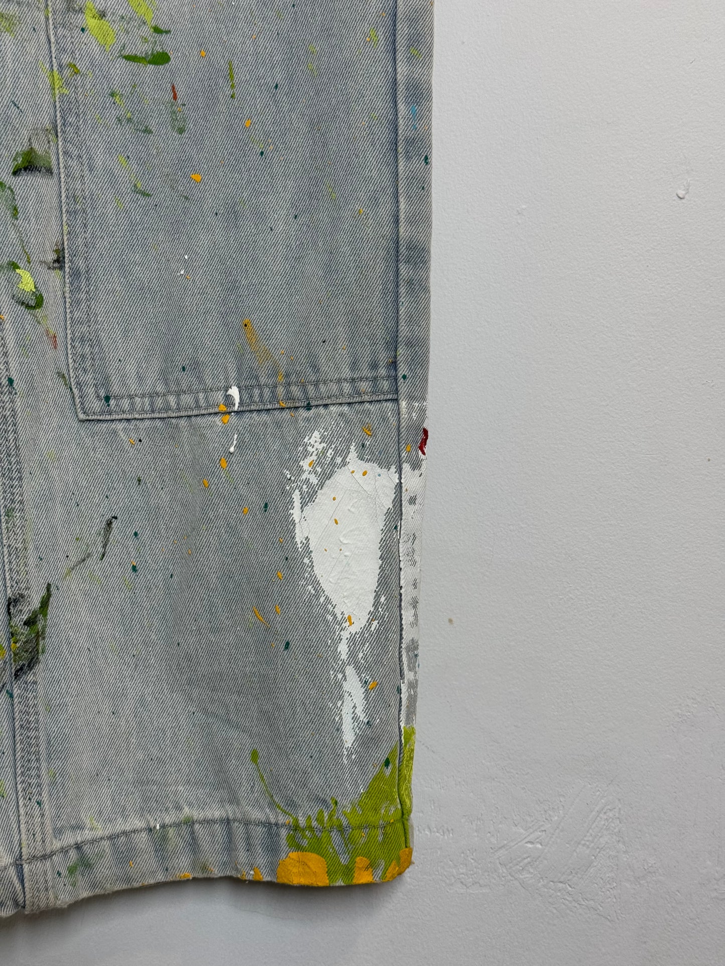 Kuwalla Jeans Paint Splattered Distressed Straight Leg Jeans