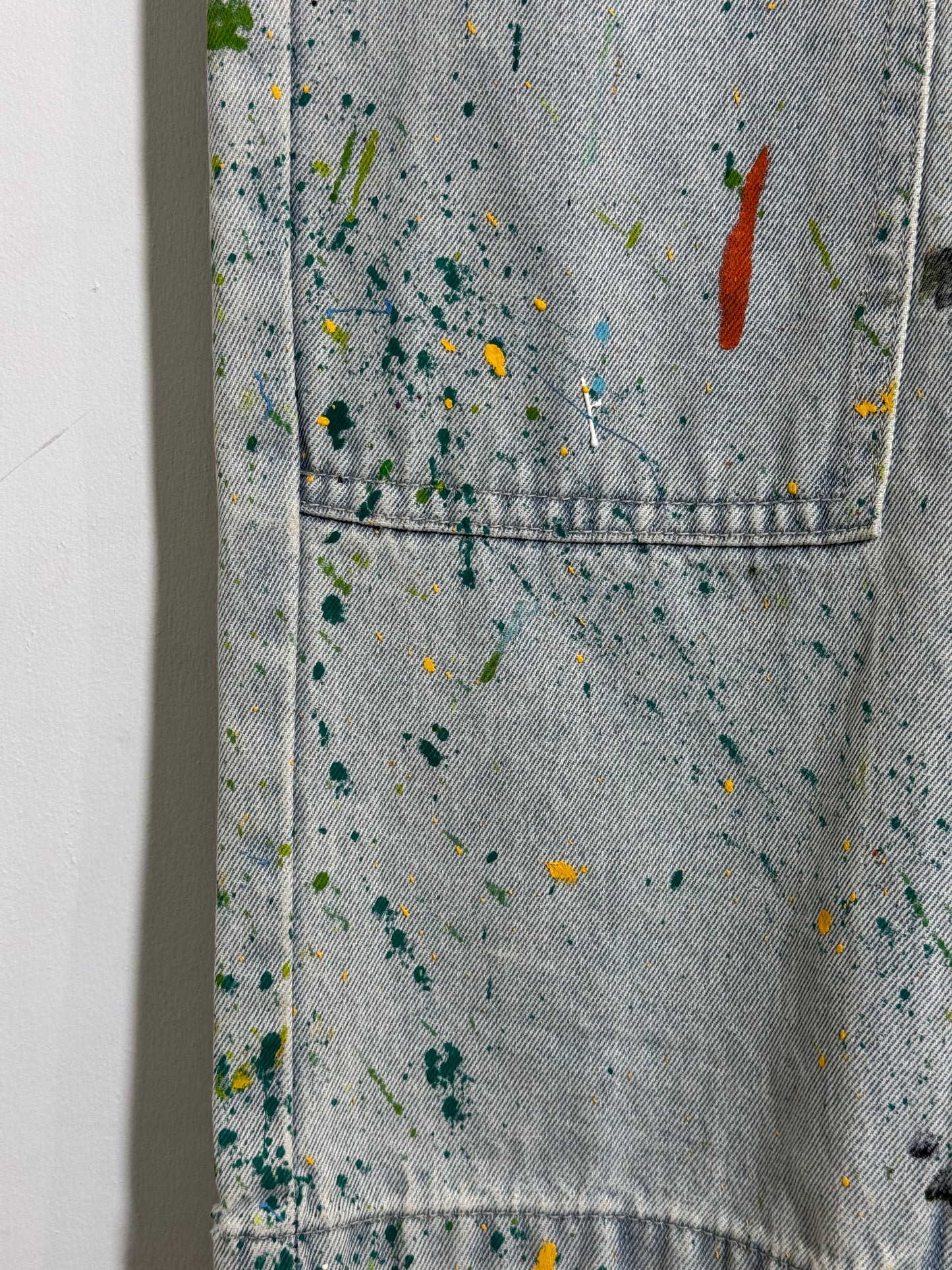 Kuwalla Jeans Paint Splattered Distressed Straight Leg Jeans