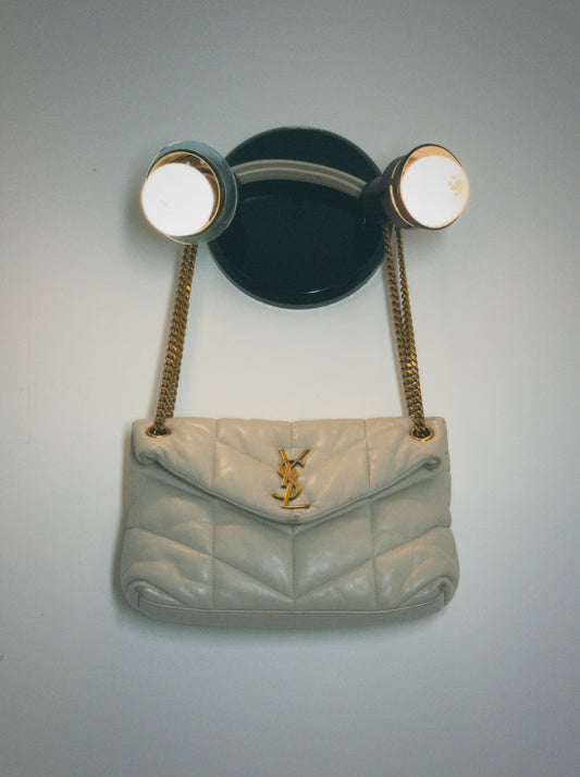 Saint Laurent Cream Small Puffer Handbag