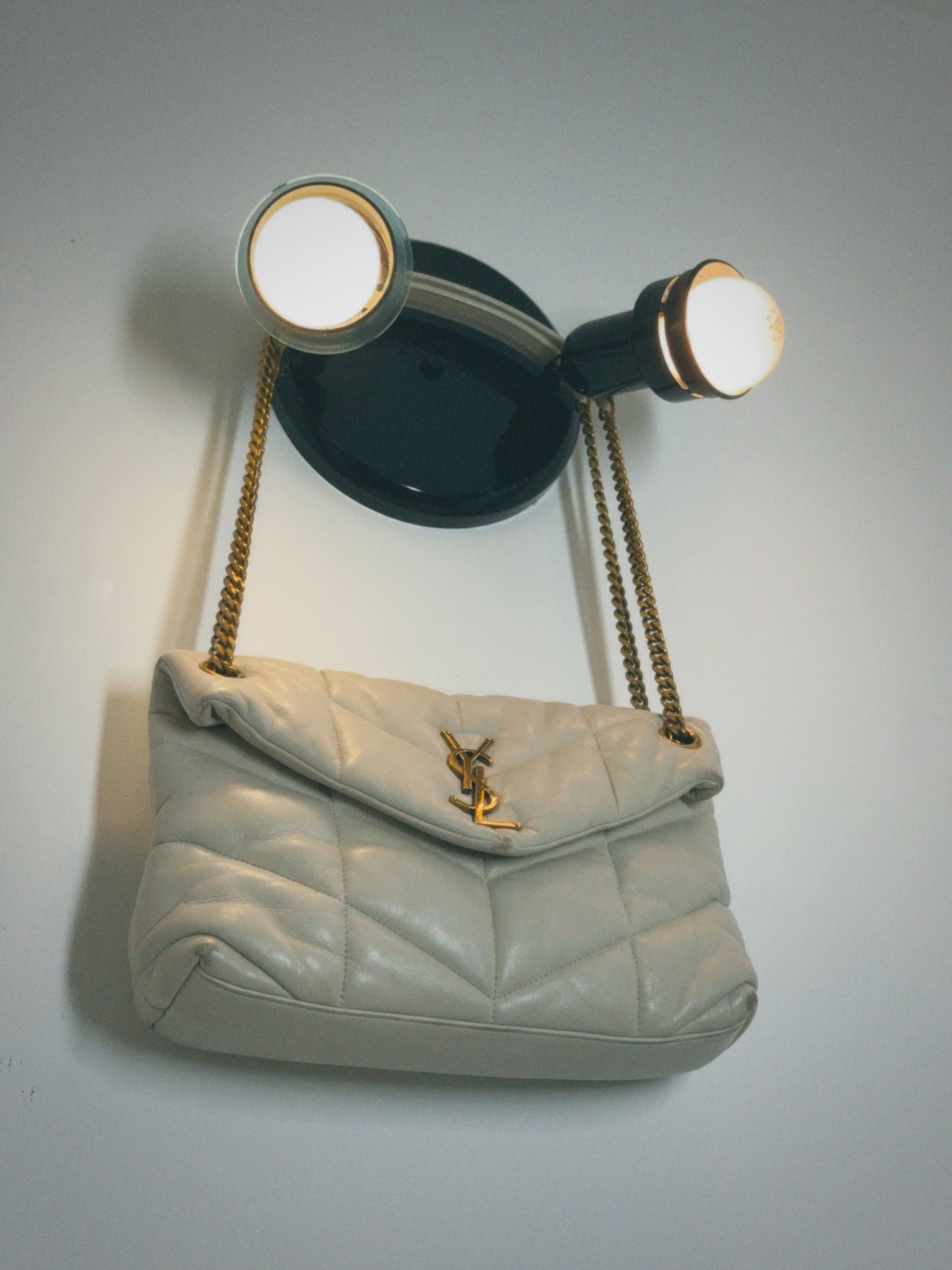 Saint Laurent Cream Small Puffer Handbag